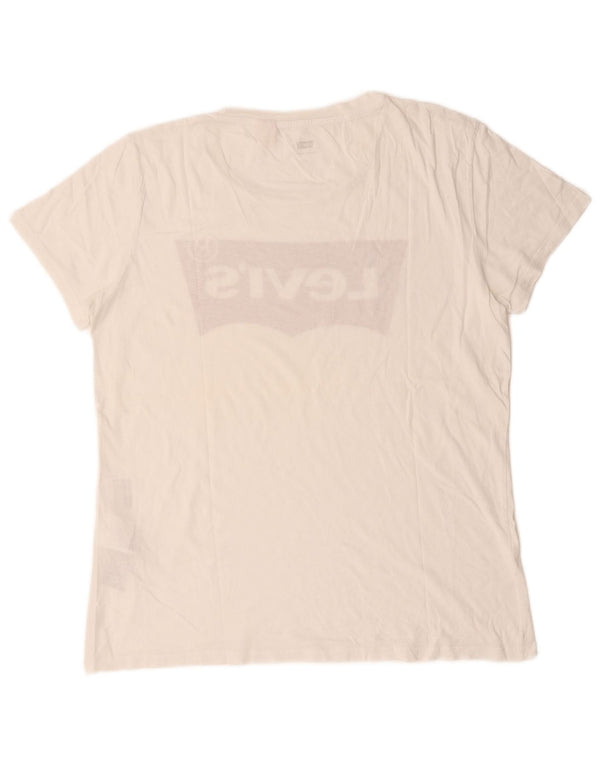 Levi's Womens Graphic T-Shirt Top UK 16 Large White Cotton