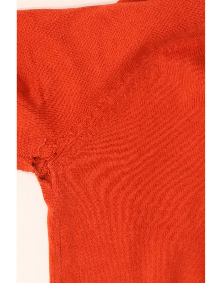 Zara Womens V-Neck Jumper Sweater UK 12 Medium Orange Cotton