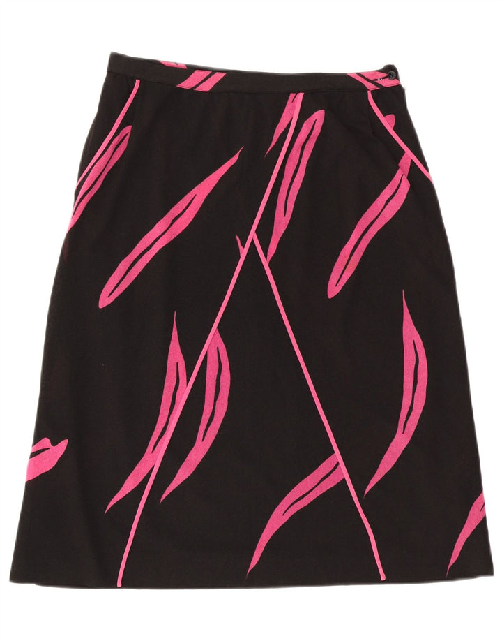 VINTAGE Womens Abstract Pattern A-Line Skirt IT 46 Large W32 Black