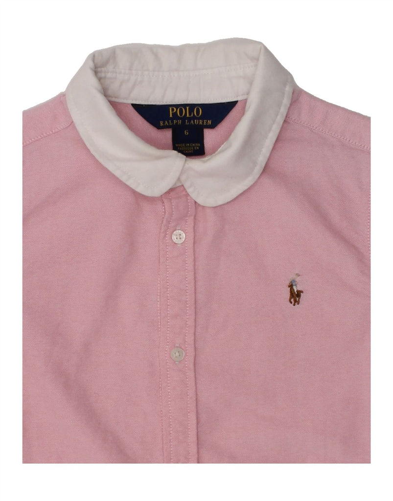 POLO RALPH LAUREN Girls Short Sleeve Shirt 5-6 Years Pink Cotton | Vintage Polo Ralph Lauren | Thrift | Second-Hand Polo Ralph Lauren | Used Clothing | Messina Hembry 