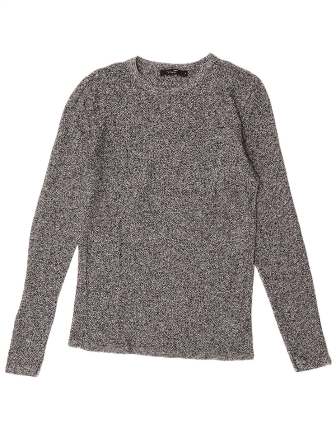 Jack & Jones Mens Top Long Sleeve Medium Grey Flecked Cotton