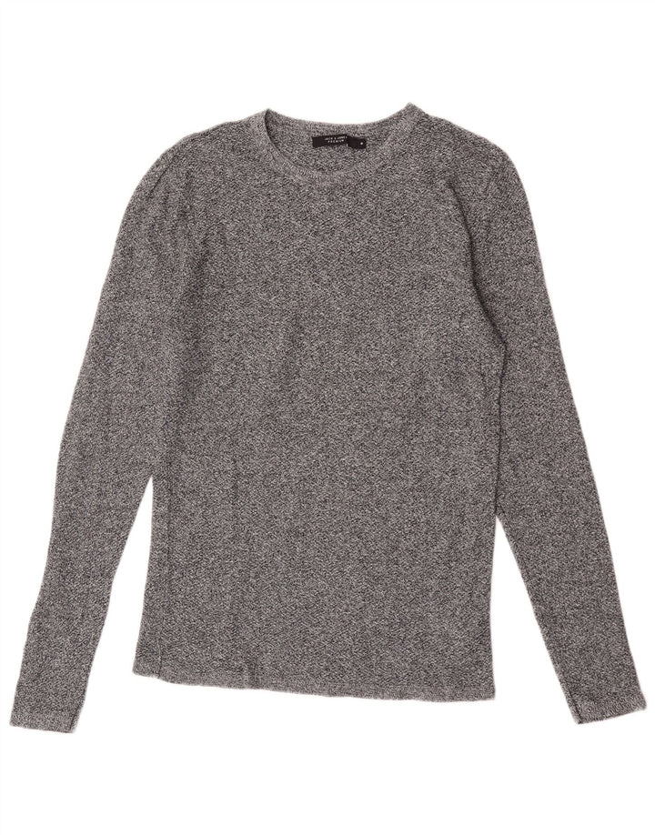 Jack & Jones Mens Top Long Sleeve Medium Grey Flecked Cotton