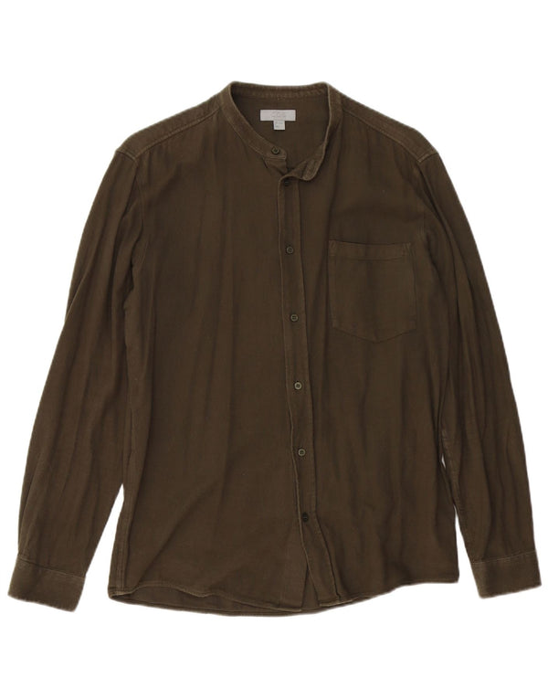 Cos Mens Shirt Small Khaki Cotton