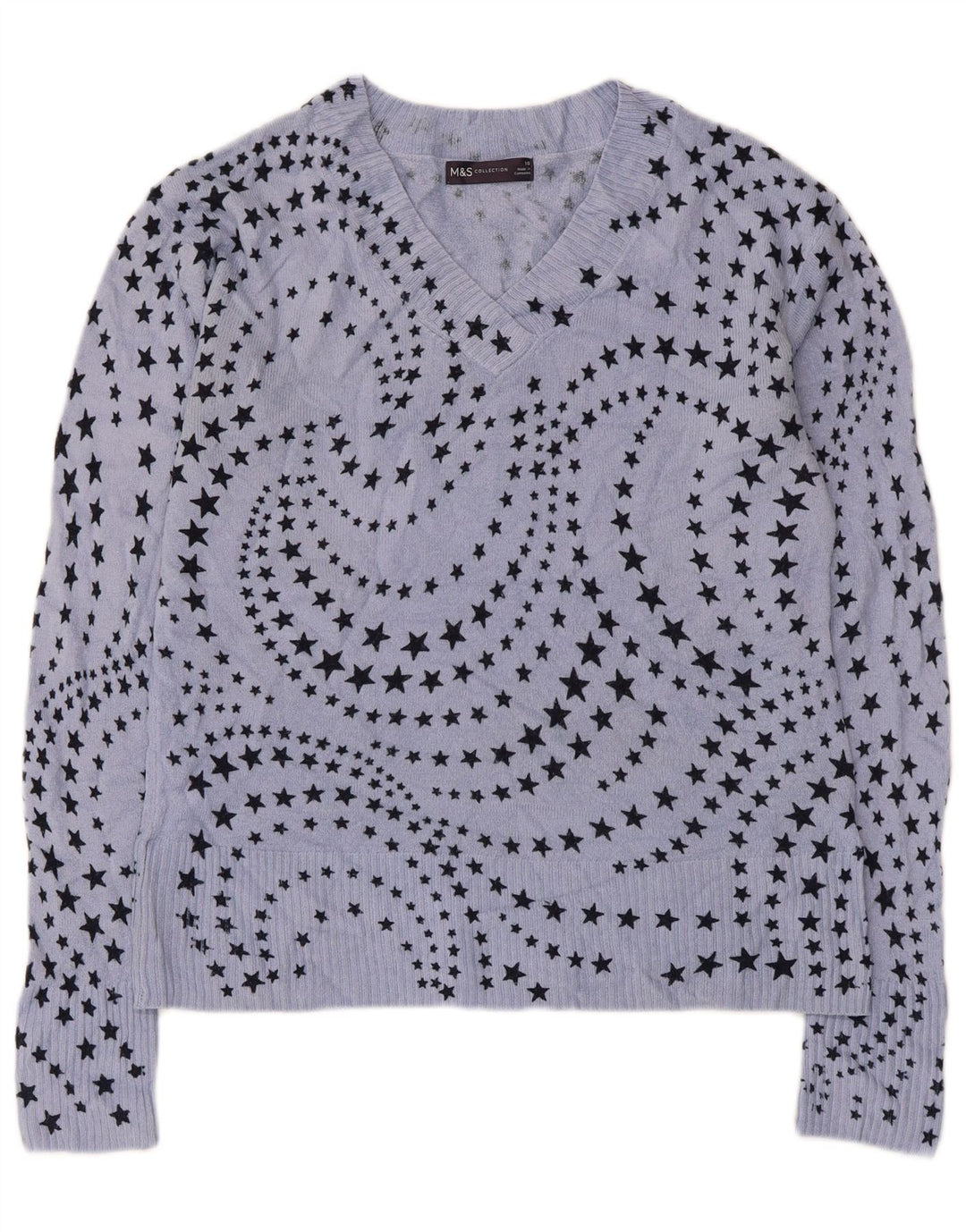 Marks & Spencer Womens Abstract Pattern V-Neck Jumper Sweater UK 10 Small B