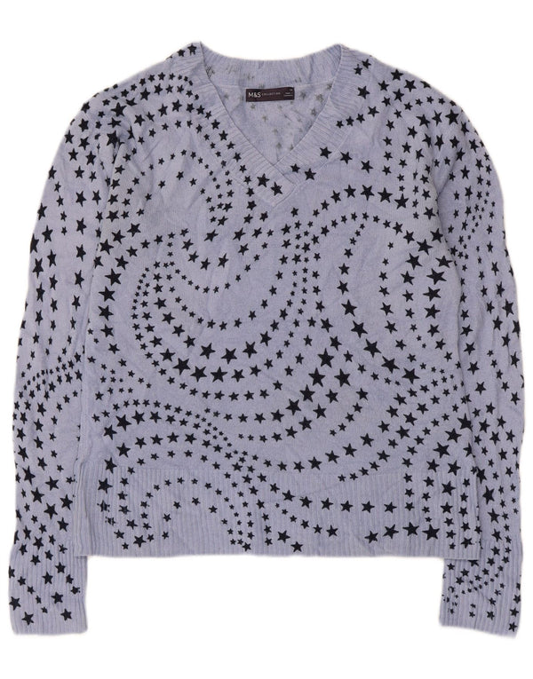 Marks & Spencer Womens Abstract Pattern V-Neck Jumper Sweater UK 10 Small B