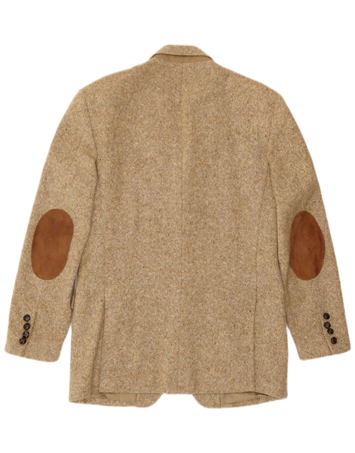 John Hanly&Co Ltd Mens 3 Button Blazer Jacket UK 38 Medium Beige Flecked