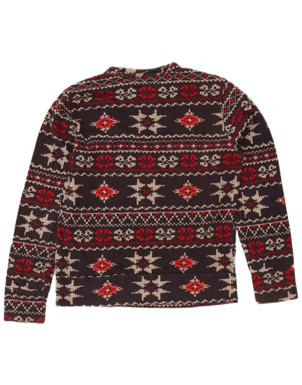 FRANKLIN MARSHALL Womens Graphic Sweatshirt Jumper UK 10 Small Brown