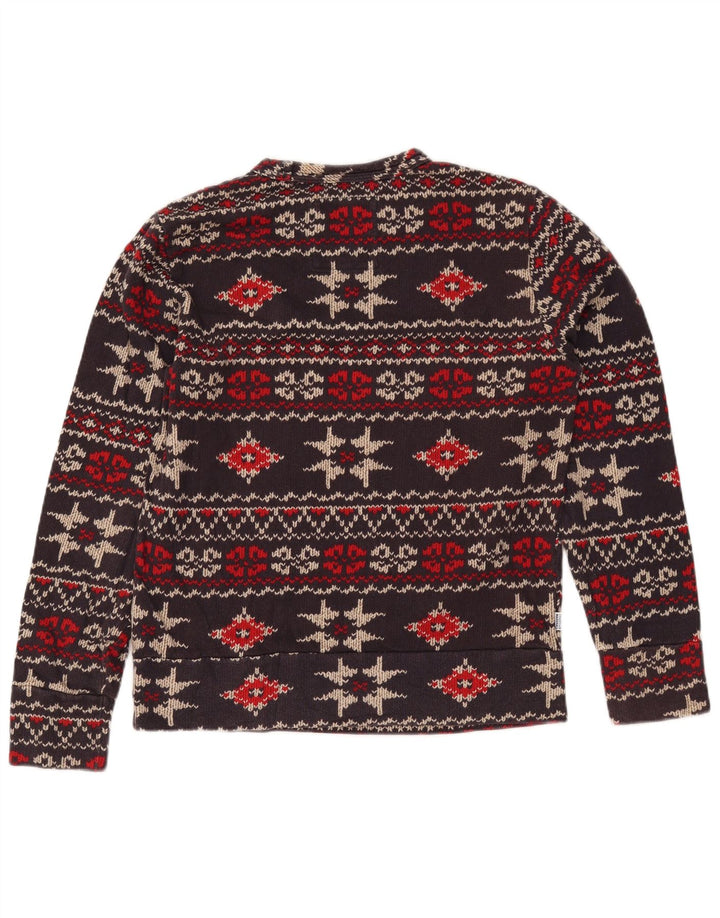 FRANKLIN MARSHALL Womens Graphic Sweatshirt Jumper UK 10 Small Brown