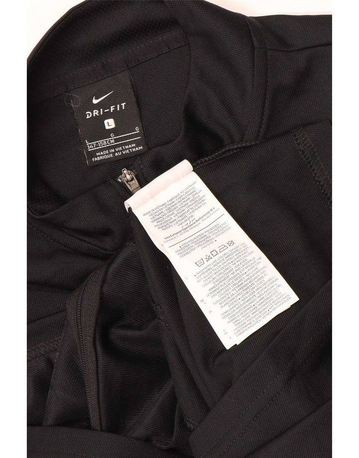 Nike Boys Dri Fit Tracksuit Top Jacket 12-13 Years Large Black Polyester