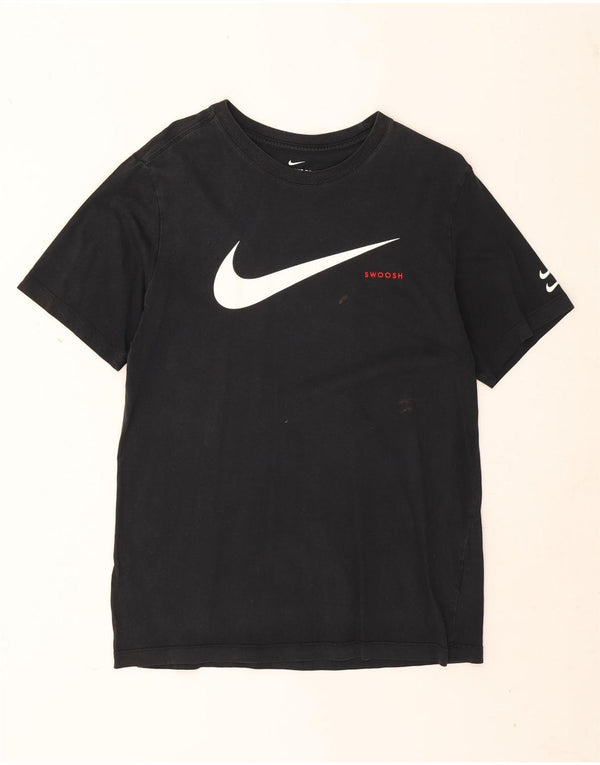 Nike Mens Swoosh Graphic T-Shirt Top Medium Black Cotton