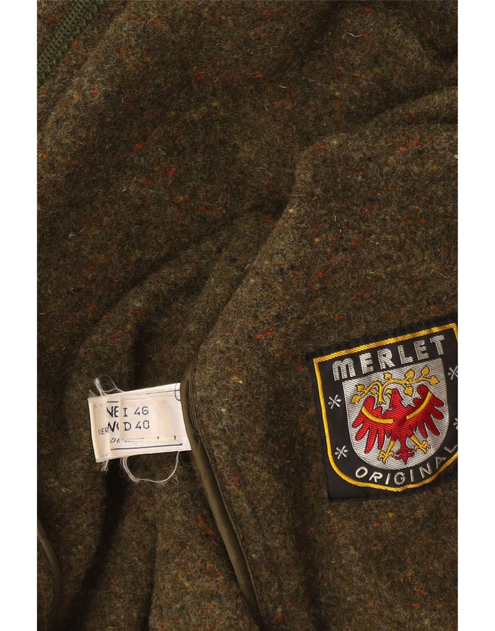 Merlet Womens Hooded Oversized Overcoat IT 46 Large Khaki Flecked Wool