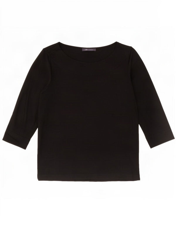Marks & Spencer Womens Top 3/4 Sleeve UK 16 Large Black Viscose