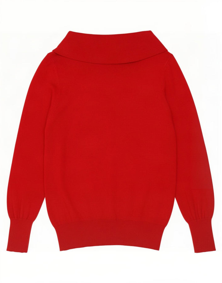 Marks & Spencer Womens Roll Neck Jumper Sweater UK 14 Medium Red Viscose