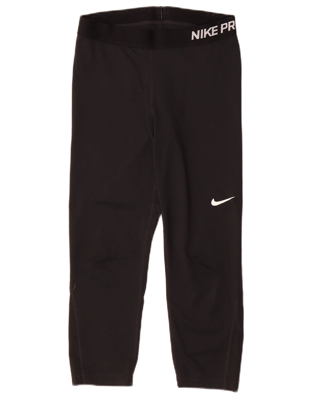 Nike Womens Dri Fit Graphic Capri Leggings UK 12 Medium Black Polyester
