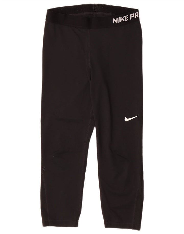 Nike Womens Dri Fit Graphic Capri Leggings UK 12 Medium Black Polyester