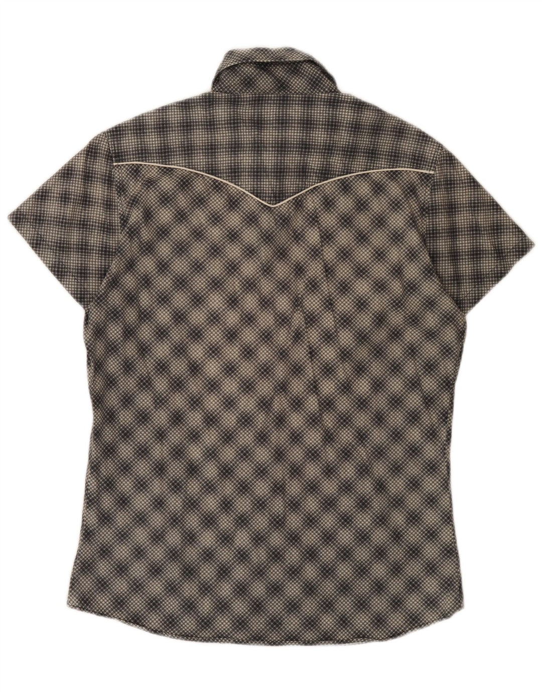 ENERGIE Mens Short Sleeve Shirt Large Grey Check Cotton