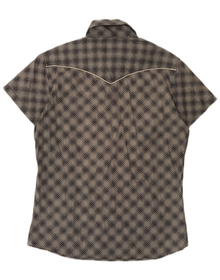 ENERGIE Mens Short Sleeve Shirt Large Grey Check Cotton