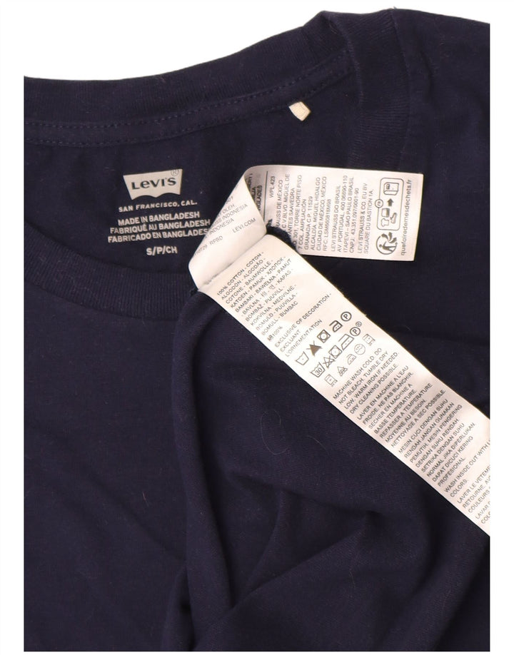 Levi's Womens T-Shirt Top UK 10 Small Navy Blue Cotton