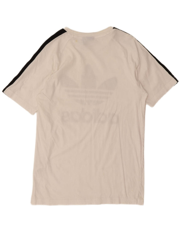 Adidas Mens Graphic T-Shirt Top Small White Colourblock Cotton