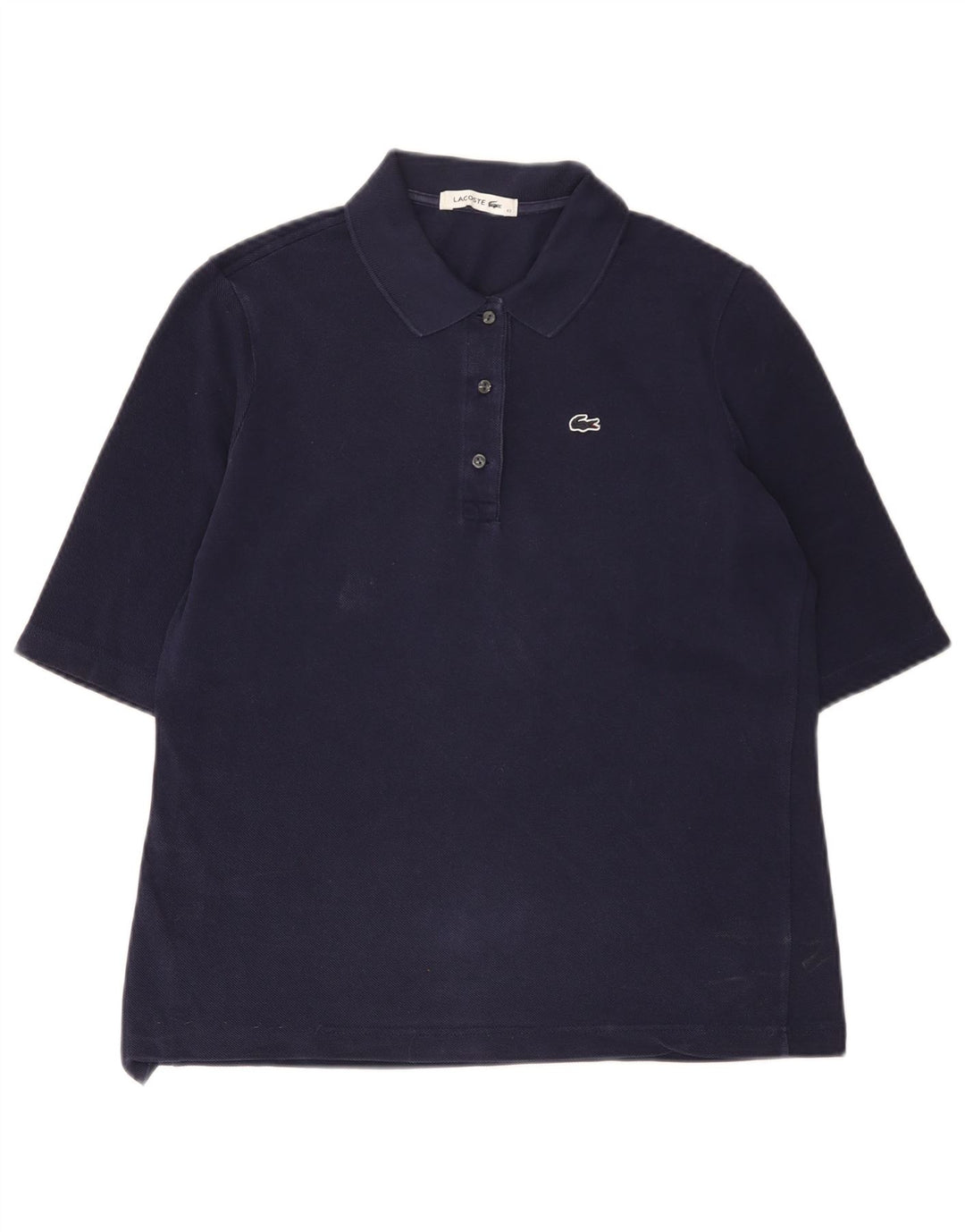 Lacoste Womens Polo Shirt Size 42 Large Navy Blue Cotton