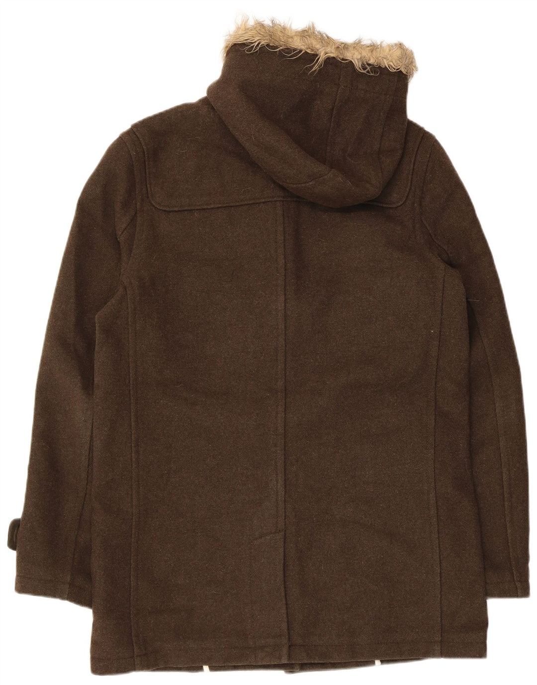TOPMAN Mens Hooded Duffle Coat UK 38 Medium Brown Wool