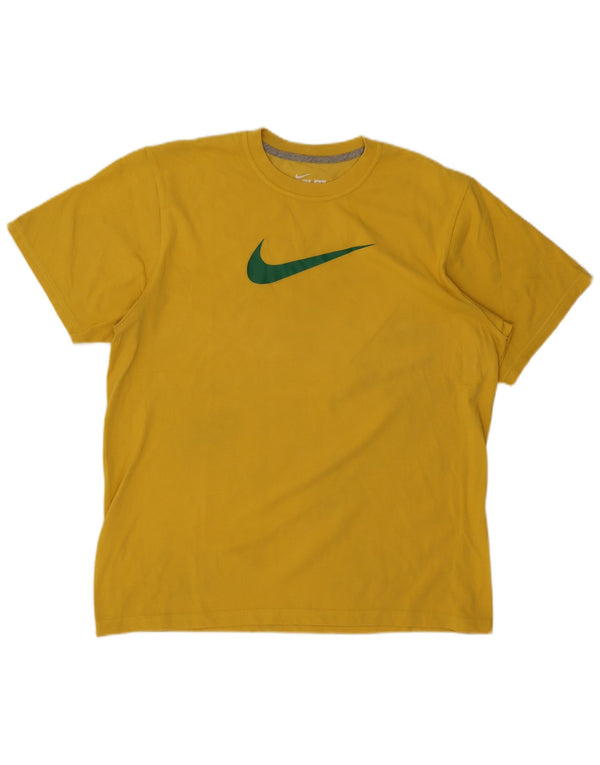 Nike Mens Dri Fit Graphic T-Shirt Top UK 42/44 Large Yellow