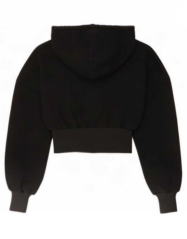 Zara Womens Crop Hoodie Jumper UK 8 Small Black