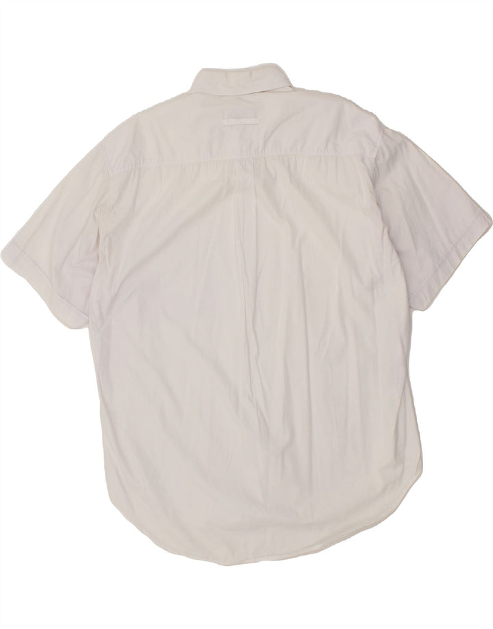TRUSSARDI JEANS Mens Short Sleeve Shirt Large White Cotton Vintage Trussardi Jeans and Second-Hand Trussardi Jeans from Messina Hembry 