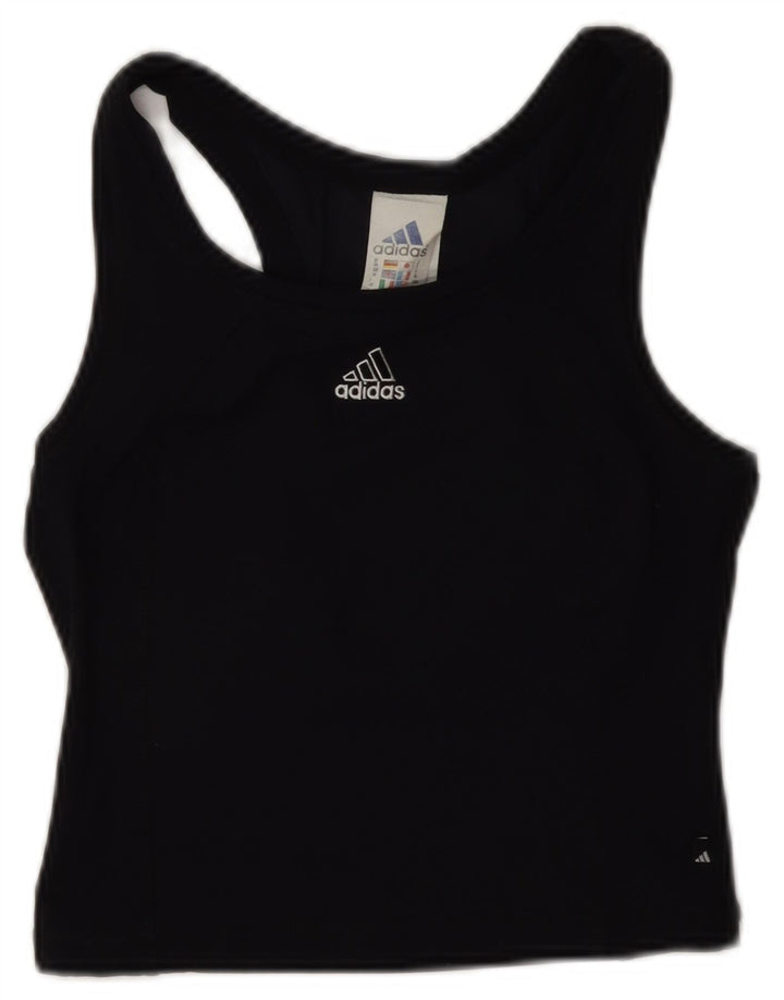 Adidas Womens Crop Vest Top UK 10 Small Black Polyamide