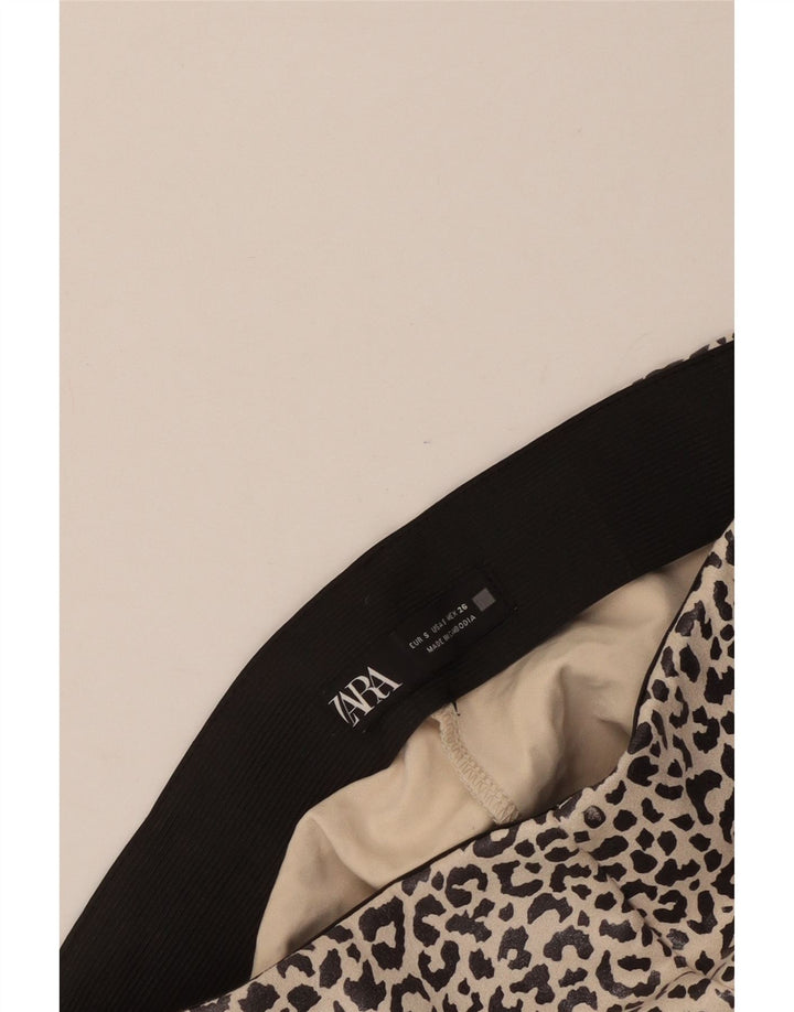 Zara Womens Leggings UK 8 Small  Beige Animal Print