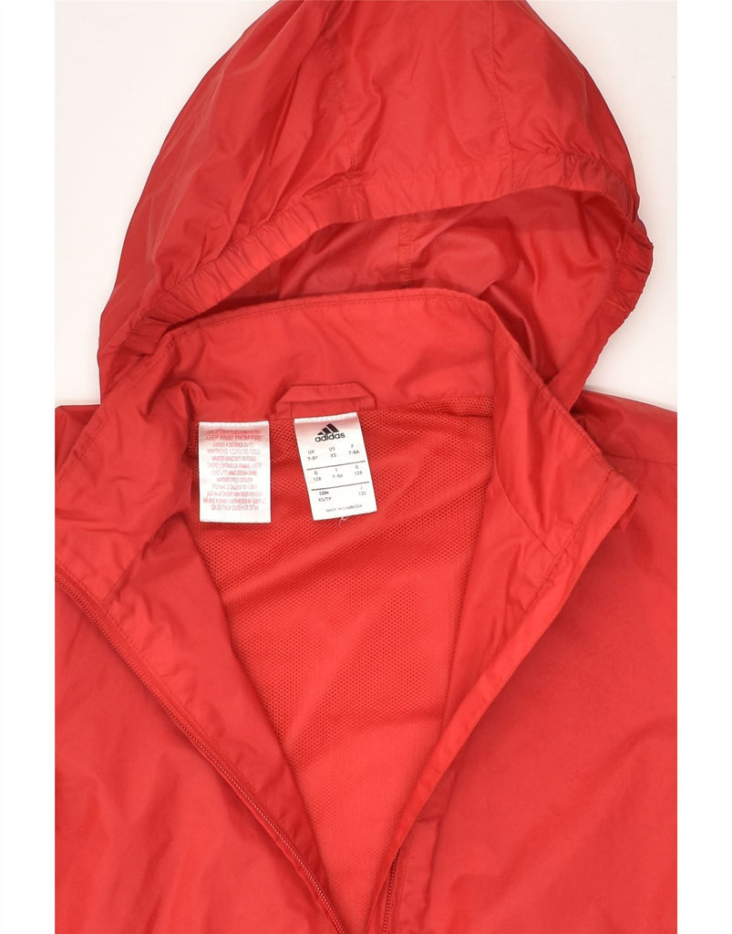 ADIDAS Boys Hooded Rain Jacket 7-8 Years Red Polyester | Vintage Adidas | Thrift | Second-Hand Adidas | Used Clothing | Messina Hembry 