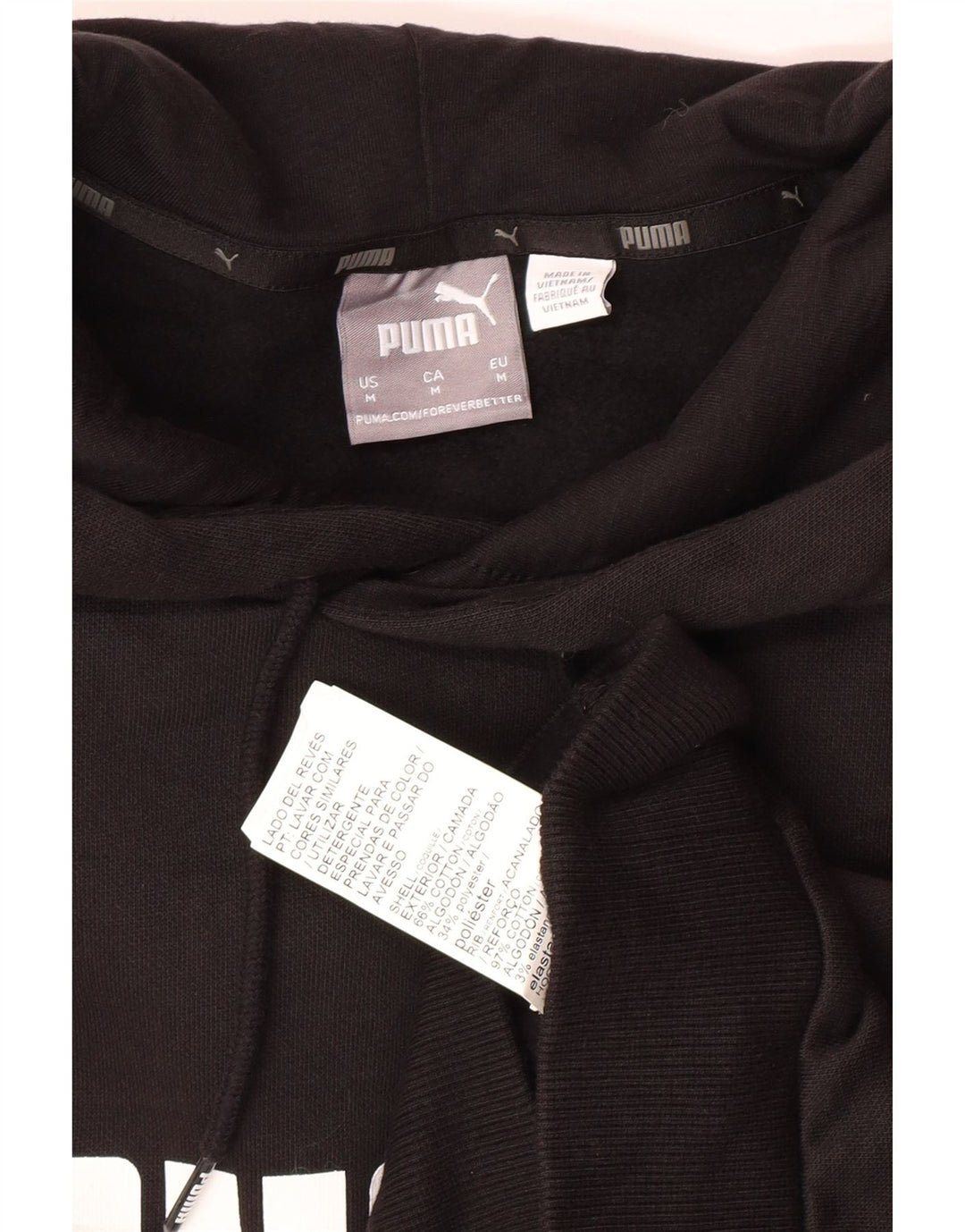 PUMA Mens Graphic Hoodie Jumper Medium Black Cotton