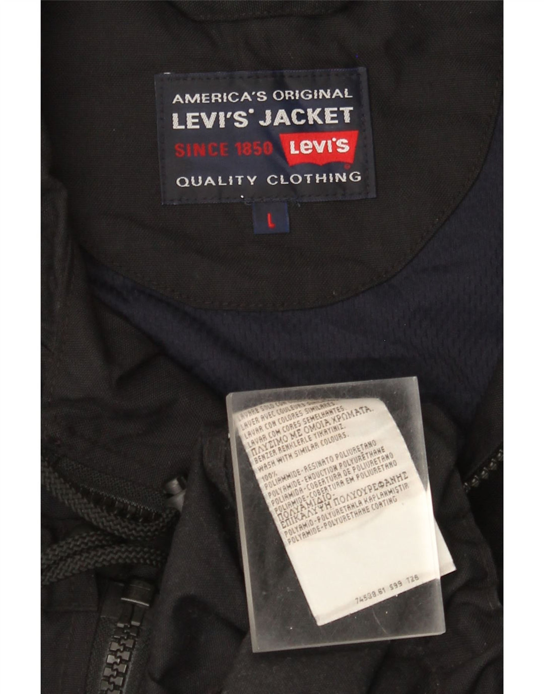 Levi's Mens Hooded Rain Jacket UK 40 Large Black Polyamide