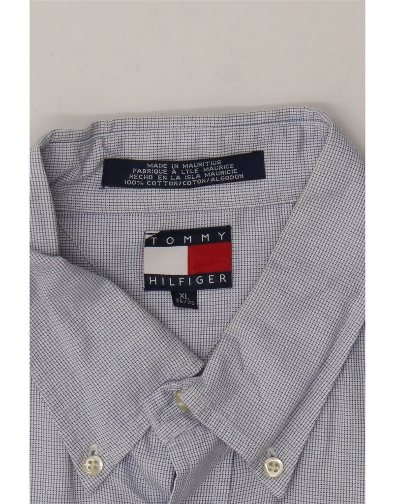TOMMY HILFIGER Mens Shirt XL Blue Check Cotton Vintage Tommy Hilfiger and Second-Hand Tommy Hilfiger from Messina Hembry 