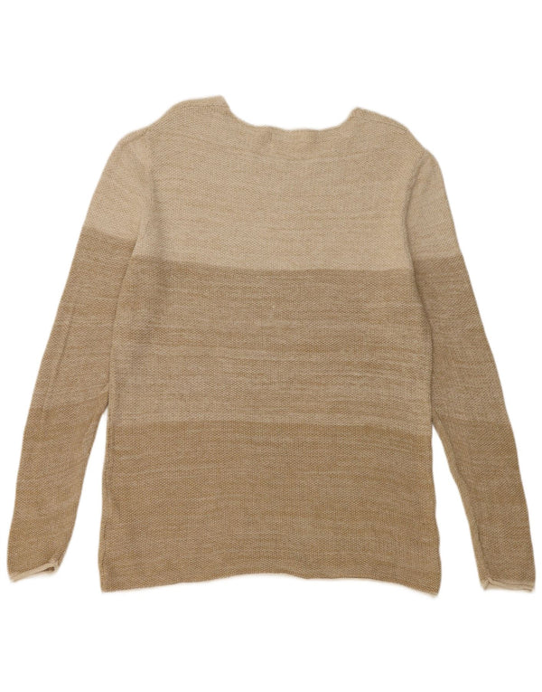 Jack & Jones Mens Boat Neck Jumper Sweater 2XL Beige Colourblock Cotton