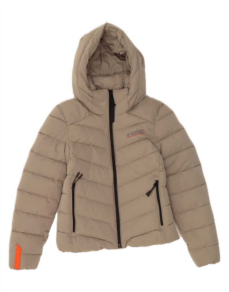 SUPERDRY Womens Hooded Padded Jacket UK 8 Small Grey Polyester Vintage Superdry and Second-Hand Superdry from Messina Hembry 