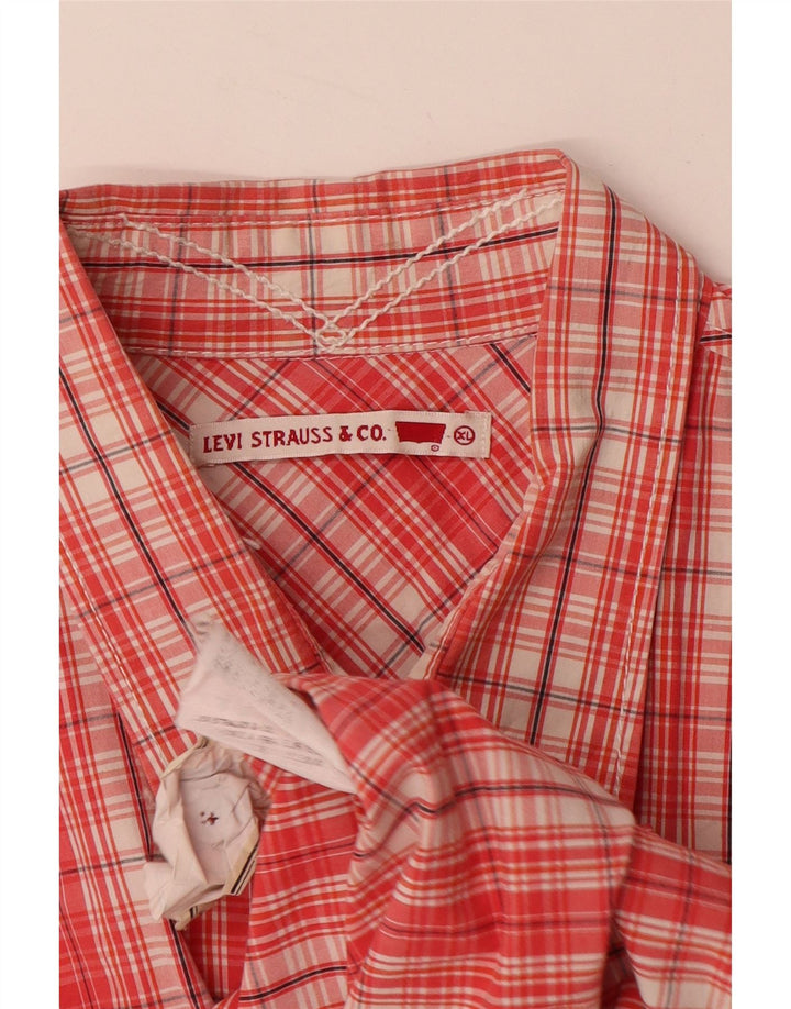 LEVI'S Mens Short Sleeve Shirt XL Red Check Cotton