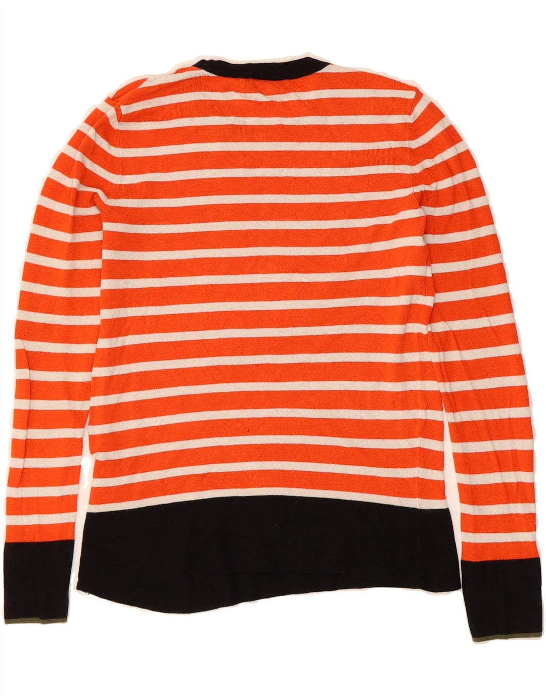 WAREHOUSE Womens Crew Neck Jumper Sweater UK 8 Small Orange Striped Rayon Vintage Warehouse and Second-Hand Warehouse from Messina Hembry 