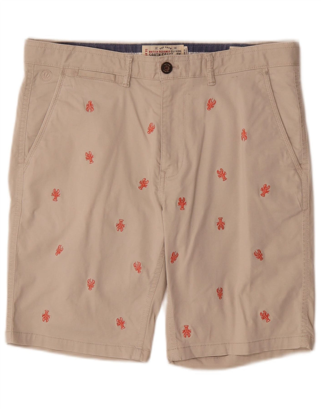 Superdry Mens Chino Shorts W34 Large Beige Spotted Cotton