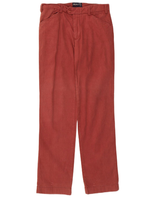 Vintage Mens Straight Casual Trousers W34 L34 Red Houndstooth Cotton