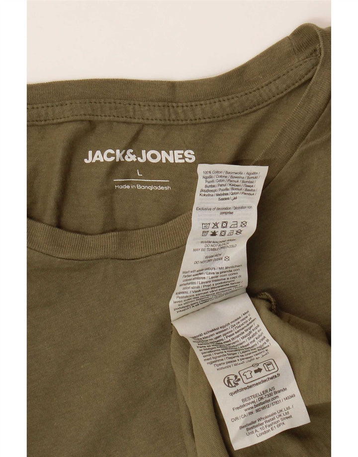Jack & Jones Mens T-Shirt Top Large Khaki Cotton