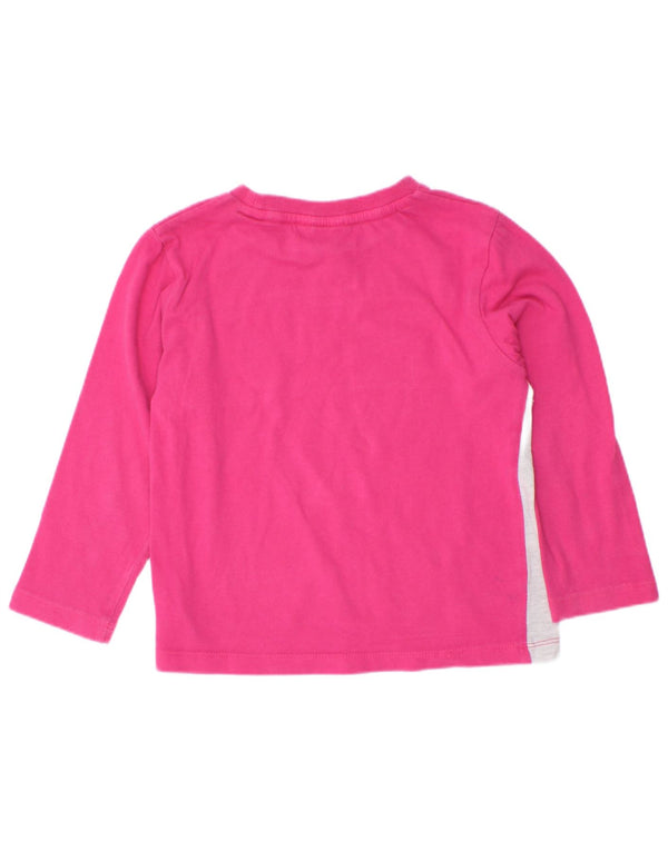 Fila Girls Graphic Top Long Sleeve 3-4 Years Pink Colourblock Cotton