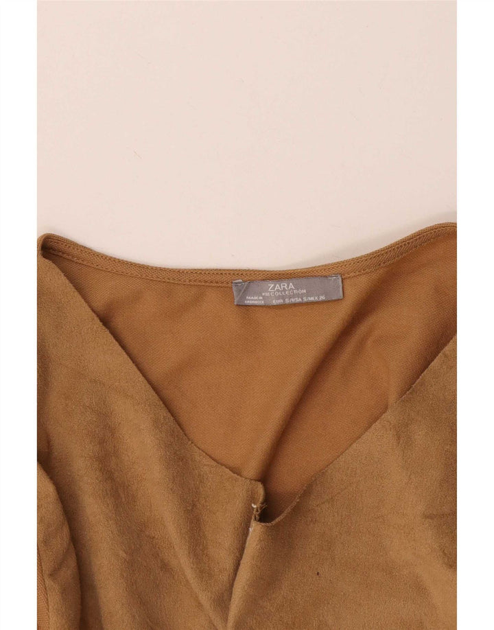 Zara Womens Blouse Top UK 10 Small Brown