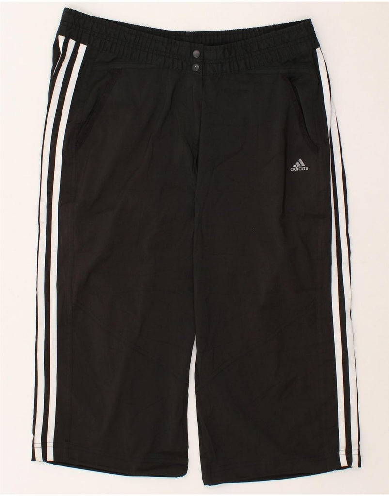 ADIDAS Womens Climalite Bermuda Sport Shorts UK 14 Large Black Polyester | Vintage Adidas | Thrift | Second-Hand Adidas | Used Clothing | Messina Hembry 