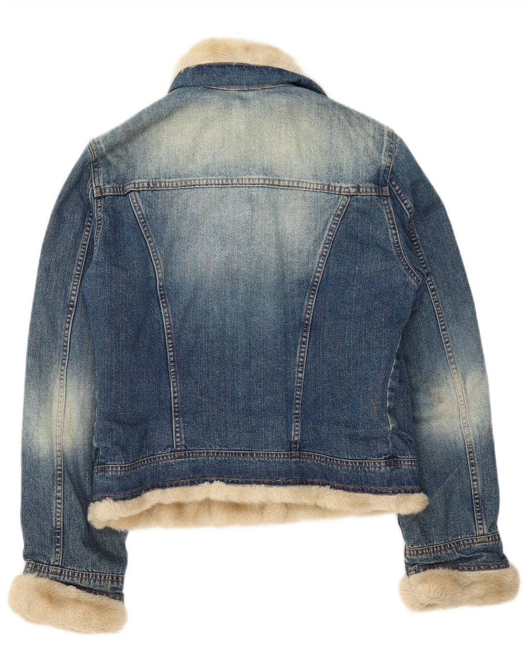 Liu Jo Womens Sherpa Denim Jacket UK 10 Small Blue Cotton