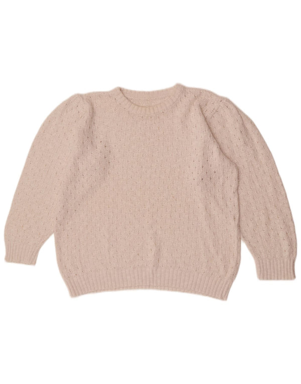 Vintage Girls Crew Neck Jumper Sweater 14-15 Years White Cotton