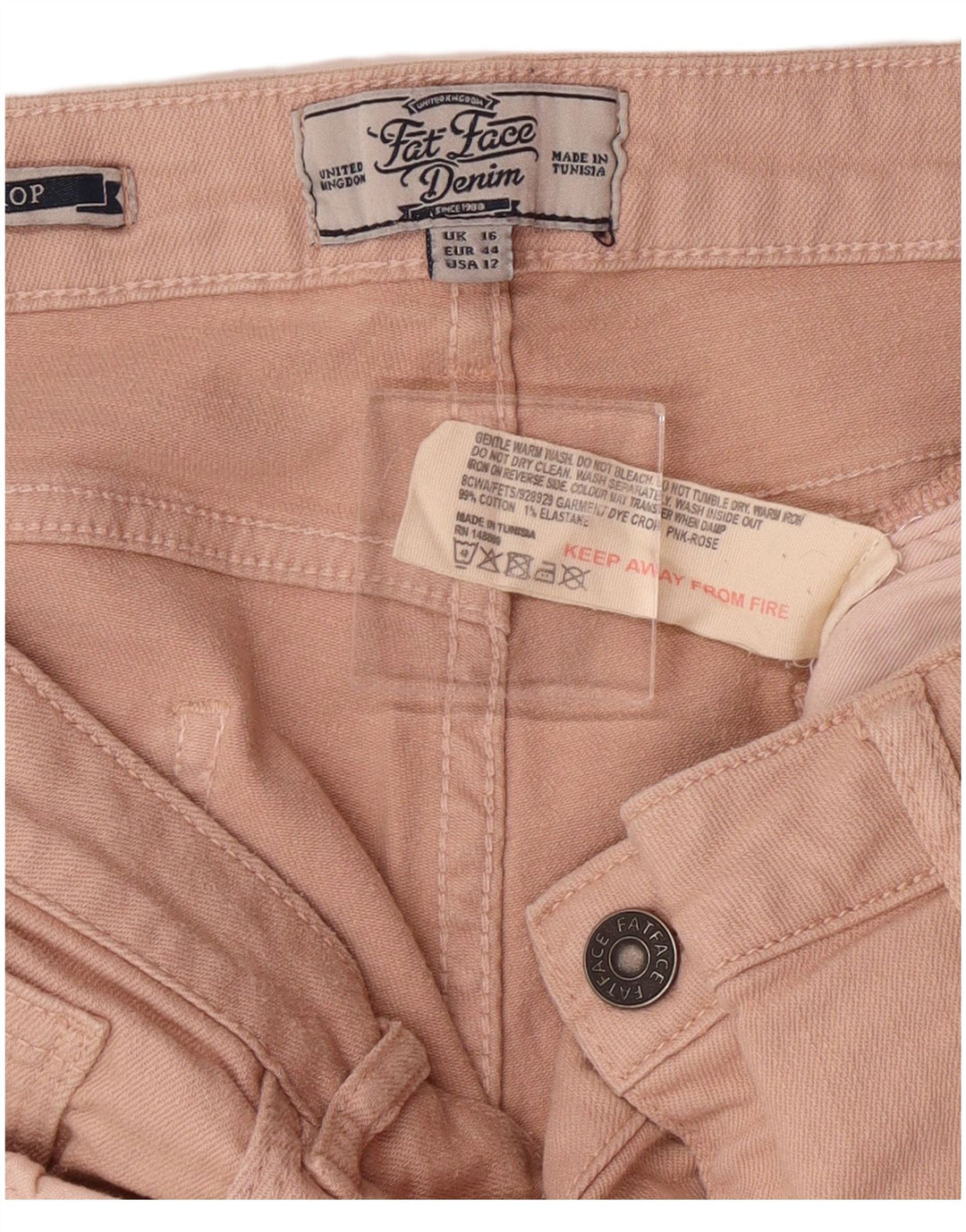 FAT FACE Womens Cropped Jeans UK 16 Large W34 L23  Pink Cotton
