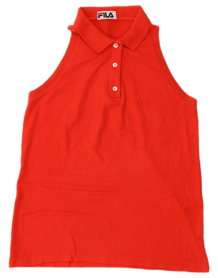 FILA Womens Sleeveless Polo Shirt IT 46 Large Red Cotton