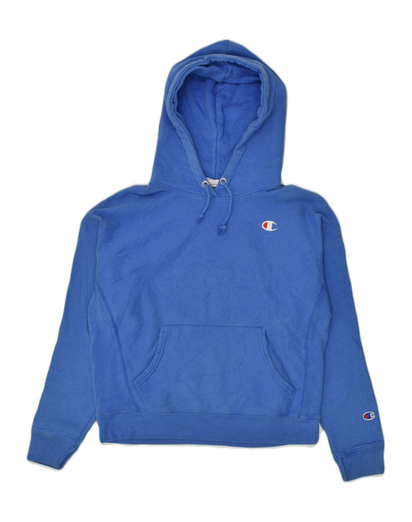 CHAMPION Womens Hoodie Jumper UK 14 Large Blue Cotton | Vintage Champion | Thrift | Second-Hand Champion | Used Clothing | Messina Hembry 