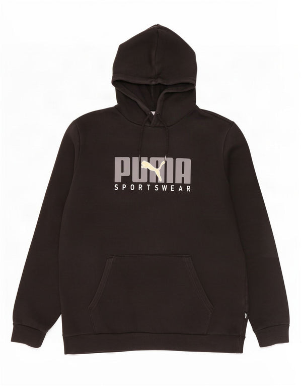 Puma Mens Graphic Hoodie Jumper Large Black Cotton